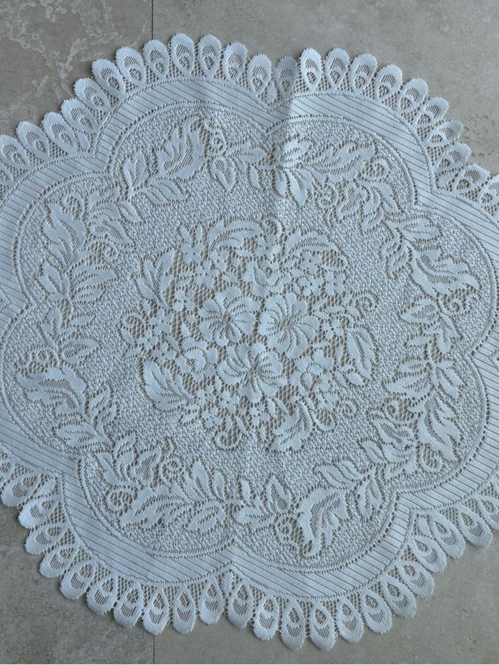 White Lace Crochet Round Table Cover - Elegant Home Dining Accent